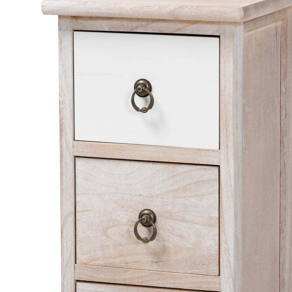 Baxton Studio Seanna Wood 4 Drawer Storage Unit Light Brown: Farmhouse Style Accent Cabinet, No Assembly Required