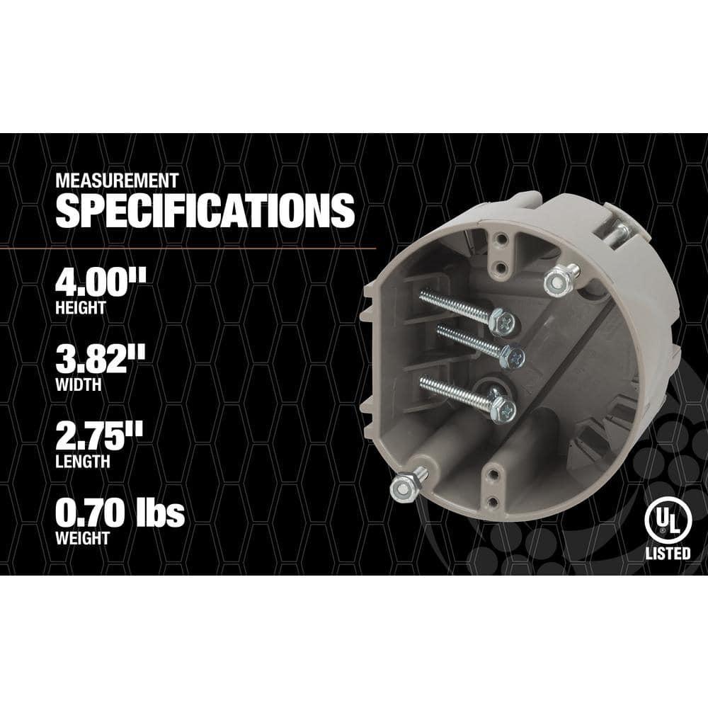 Southwire Smart Box Adjustable Depth 75 lbs. Light Fixture Support/50 lbs. Ceiling Fan Support