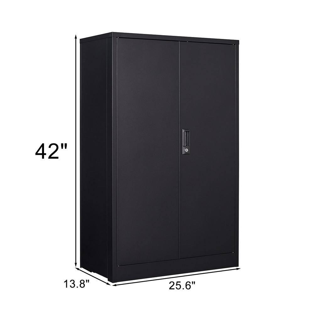 Metal Storage Cabinet,Black Metal Cabinet with Doors and Shelves,Garage Storage Cabinet with Lock,Short Steel Cabinet,Lockable Storage Cabinet for Home,Office,Shop,Garage Cabinets