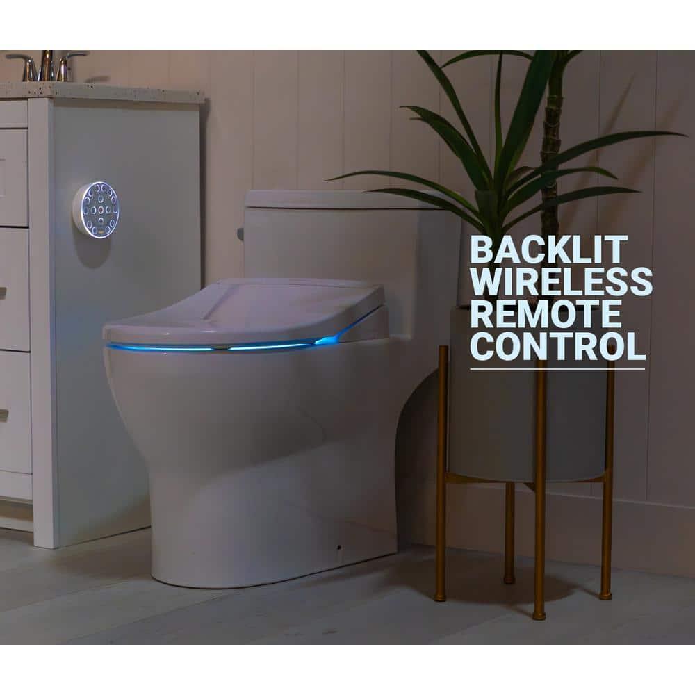 Crown Elongated Bidet Toilet Seat, Endless Warm Water, Strong Spray, Backlit Remote, Multi-color LED, Ultra Slim, Stainless Steel Nozzle, Sittable Lid, 3 Year Warranty