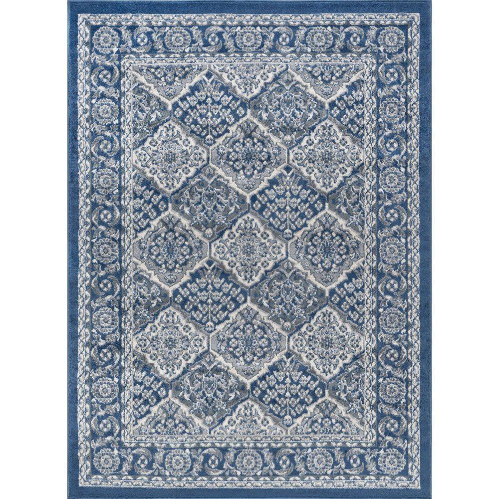 Tayse Hampton Area Rug HMP4207 Traditional Navy Geometric Blocked 3' 11'' x 5'3'' Rectangle