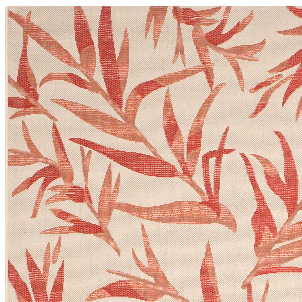 SAFAVIEH Courtyard Alannis Botanical Indoor/Outdoor Area Rug, Beige/Terracotta, 5'3" x 7'7"