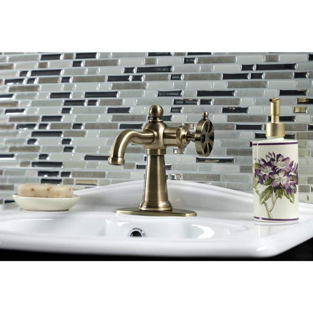 Kingston Brass Belknap Single-Handle 1-Hole Deck Mount Bathroom Faucet with Push Pop-Up and Deck Plate
