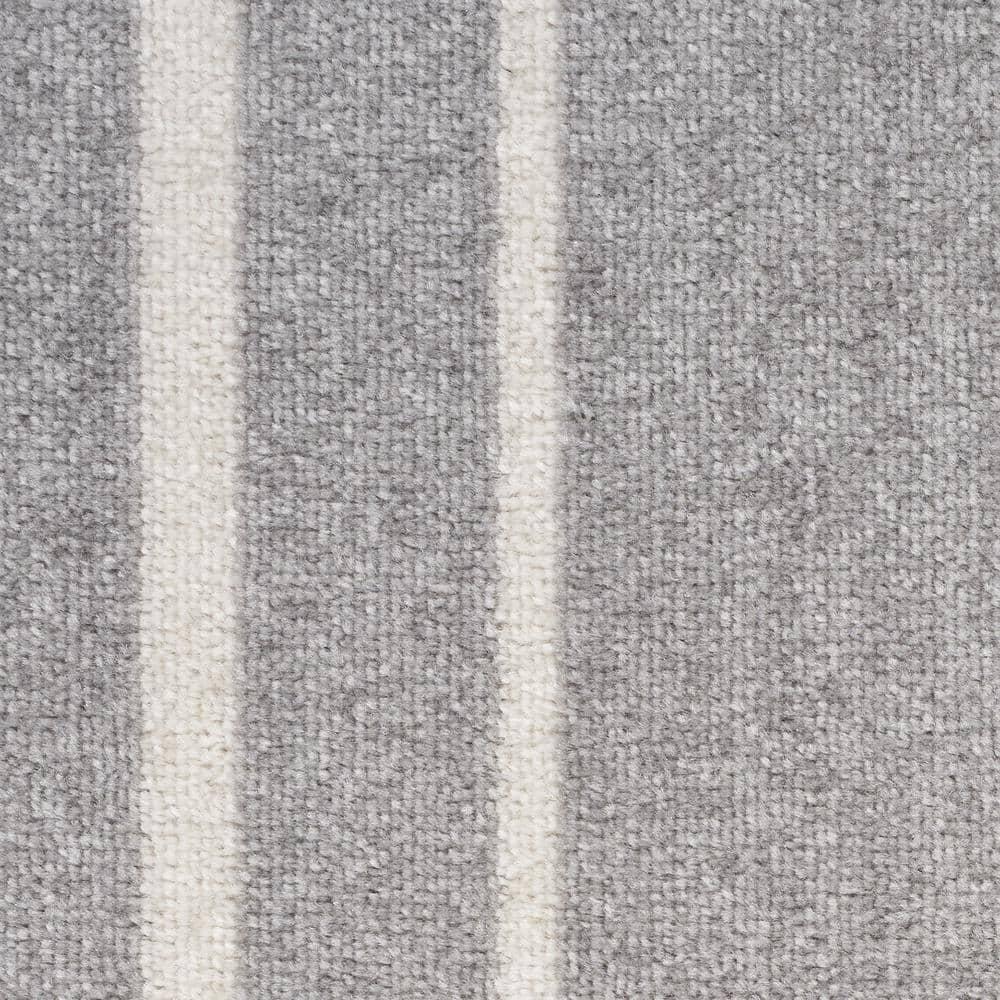 Nourison Essentials 2' x 6' Grey/Ivory Contemporary Bordered Indoor/Outdoor Area Rug