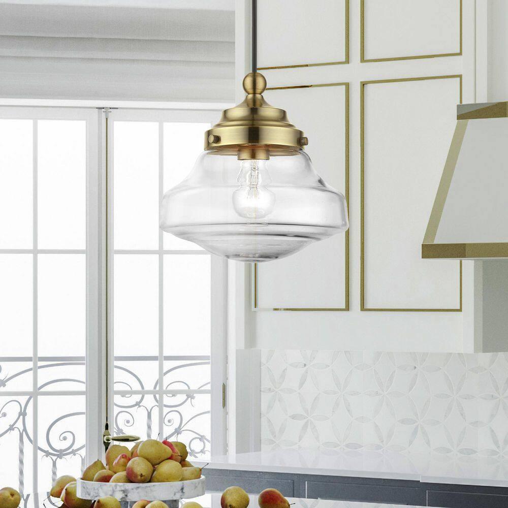 Livex Lighting Avondale 1 - Light Pendant in  Antique Brass