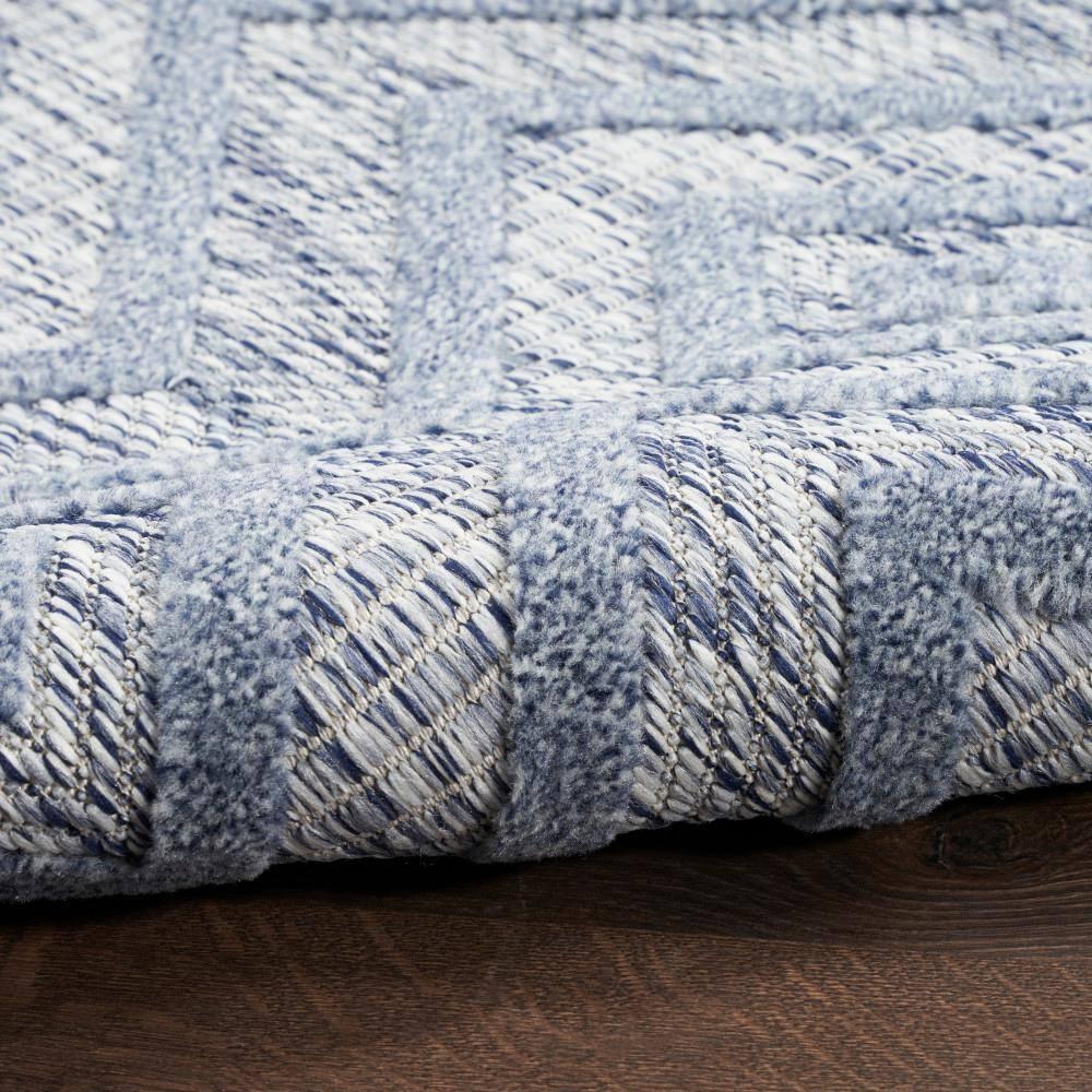 Nourison Versatile Diamond Geometric Flatweave Indoor Outdoor Area Rug Denim Blue 6' x 9'