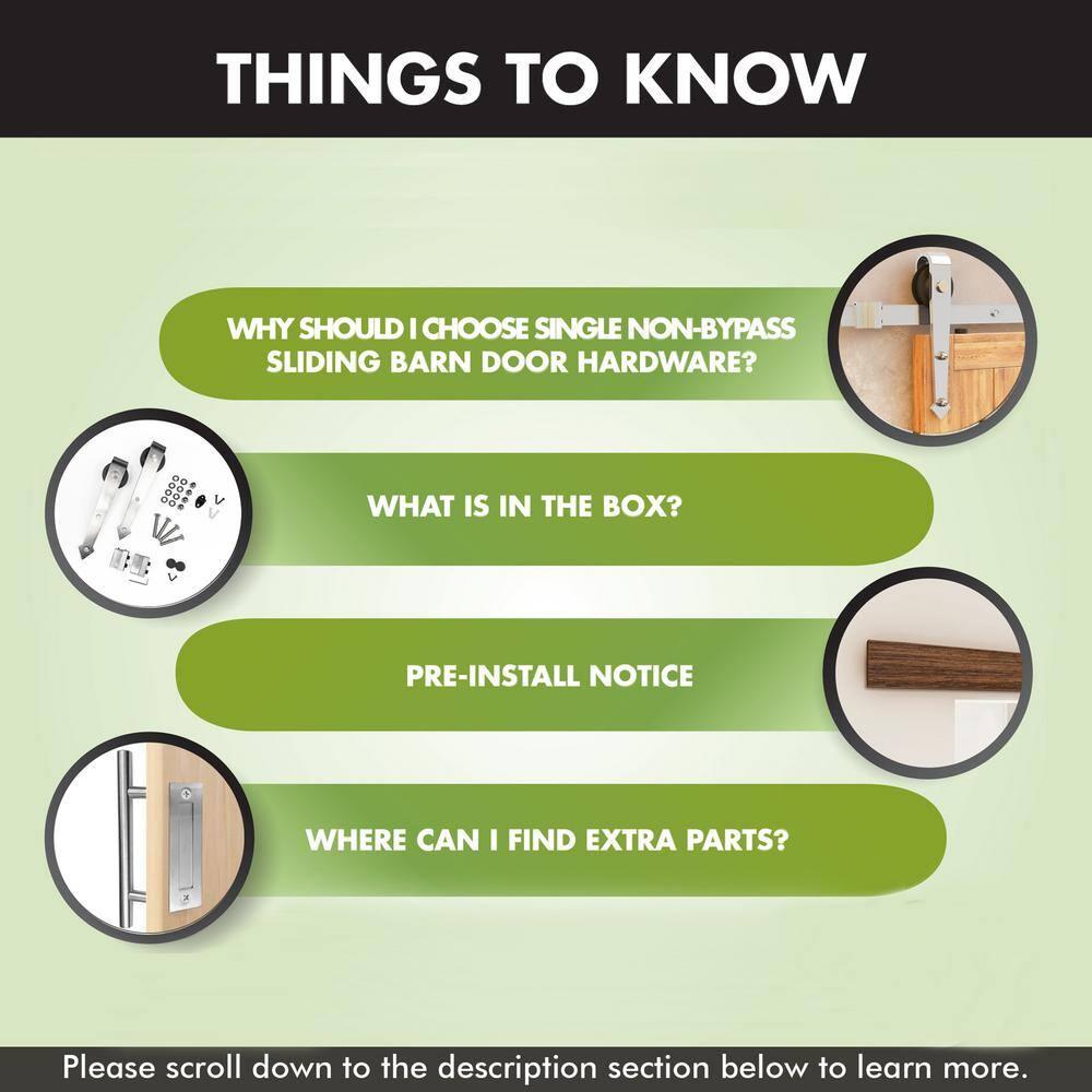 Homacer Kit de Herrajes para Puerta de Granero Deslizante de Níquel Cepillado para Una/puerta Nica, Riel Plano de 7 Pies de Largo, Rodillo con Diseño de Flecha, Resistente, para Uso Interior y Exterior