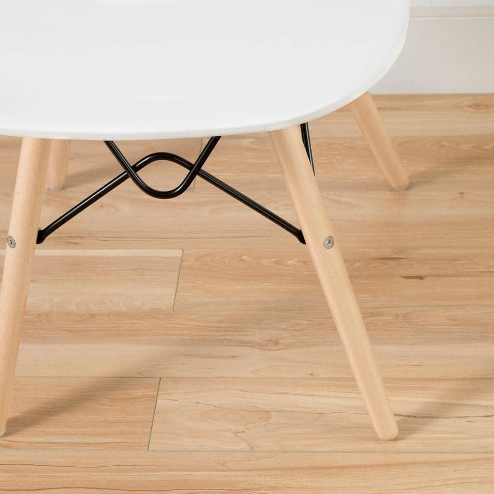 George Oliver South Shore Mid-Century Modern Eiffel Office Chair With Wooden Legs, Clear/White