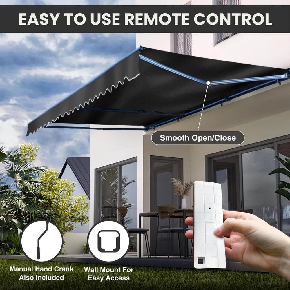 Motorized Retractable White Frame Patio Awning