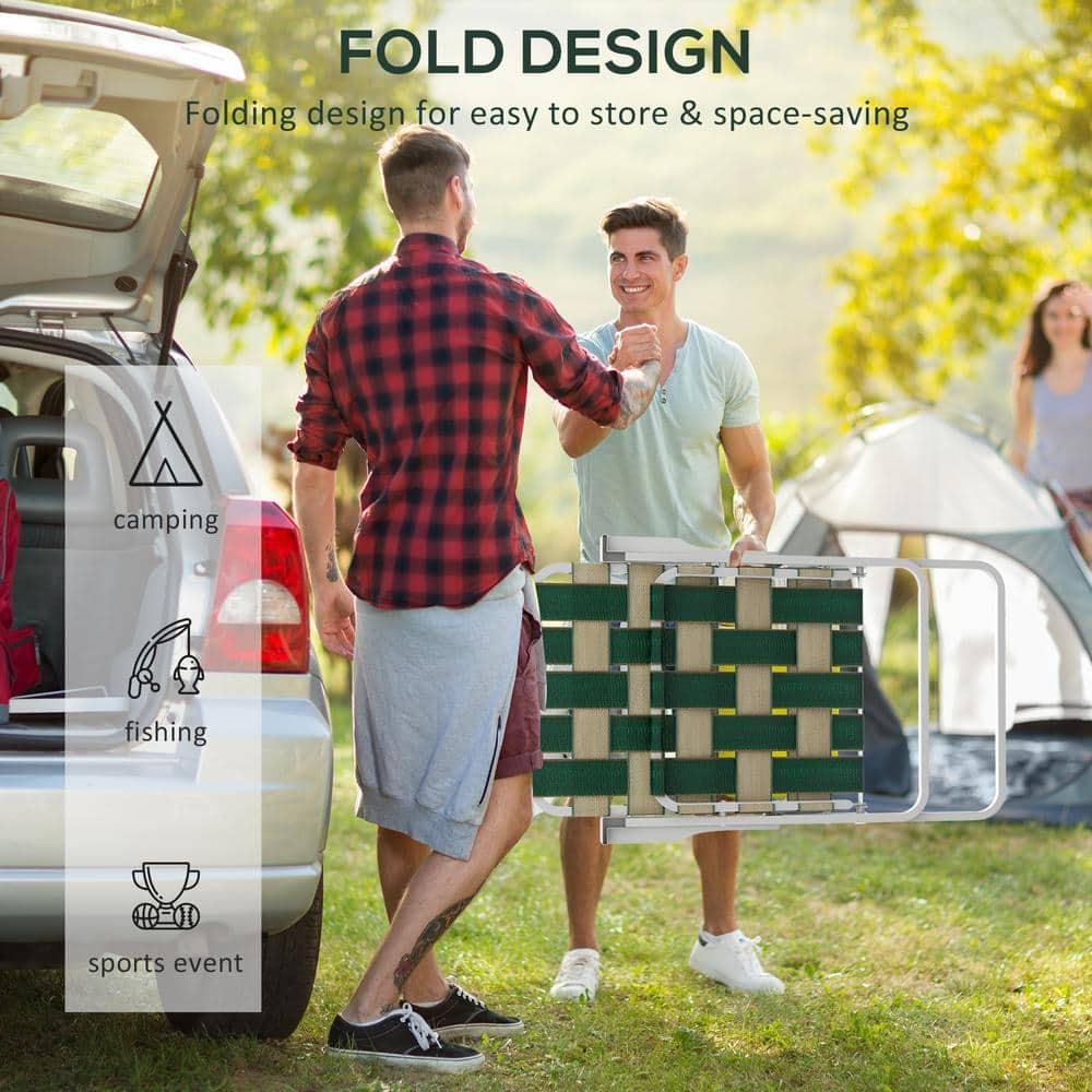 Outsunny Set of 4 Patio Folding Chairs, Classic Outdoor Camping Chairs, Portable Lawn Chairs w/ Armrests, Green