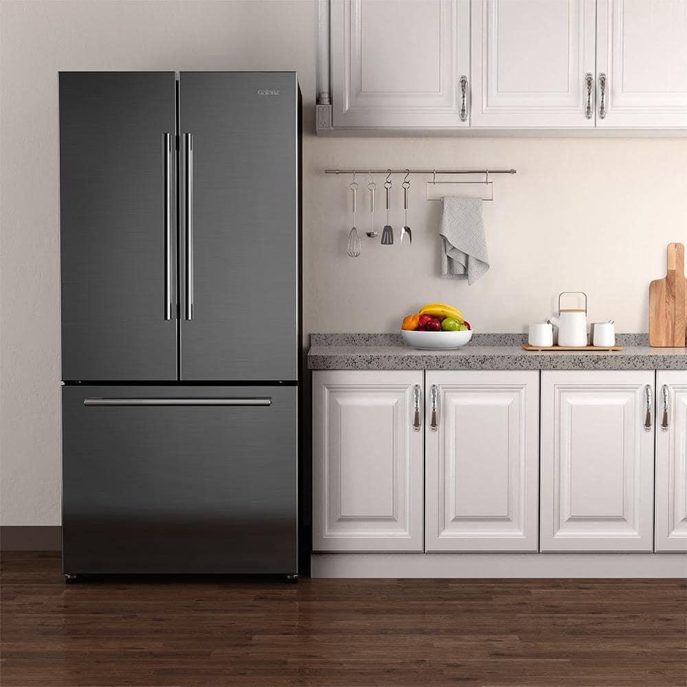 Galanz 18-Cu. ft Counter Depth 3-Door French Door Refrigerator, Stainless