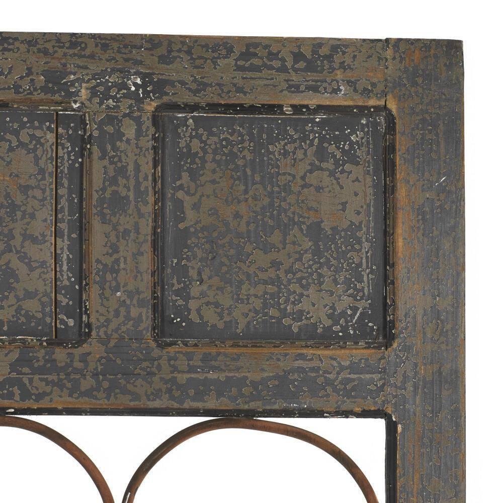 Olivia & May Traditional Wood Scroll Window Inspired Wall Decor with Metal Scrollwork Relief Brown: Vertical Iron Frame, Carved Art Object