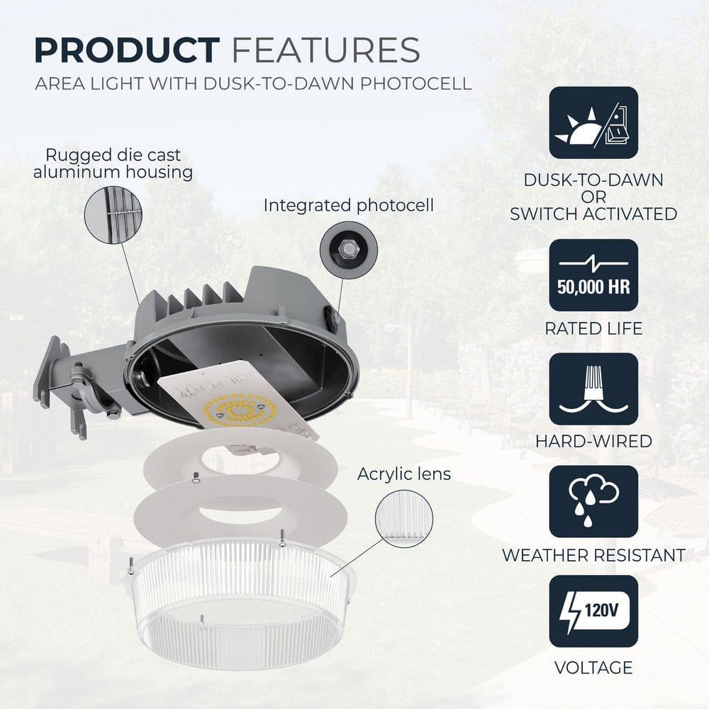 Cooper Lighting LLC 1 - Head LED Hardwired Dusk to Dawn Outdoor Security Area Light with Timer