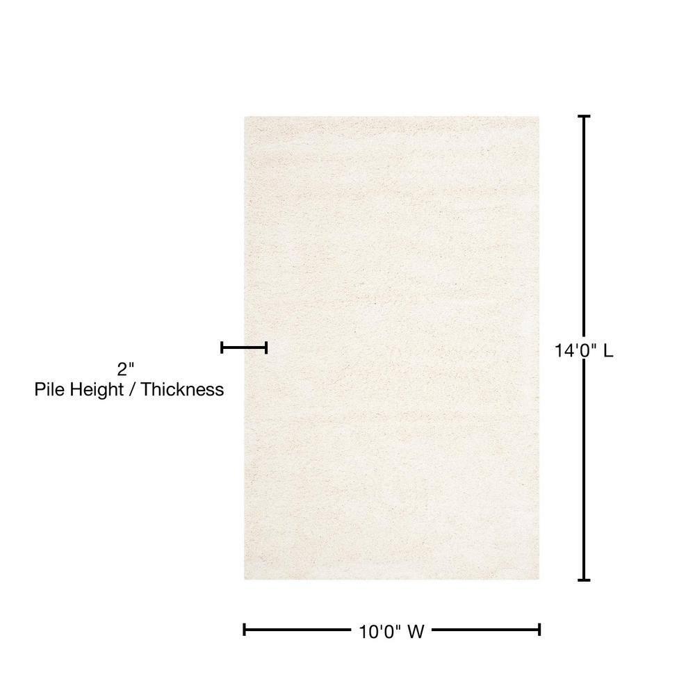 SAFAVIEH Milan Harlow Solid Plush Shag Area Rug, Ivory, 10' x 14'