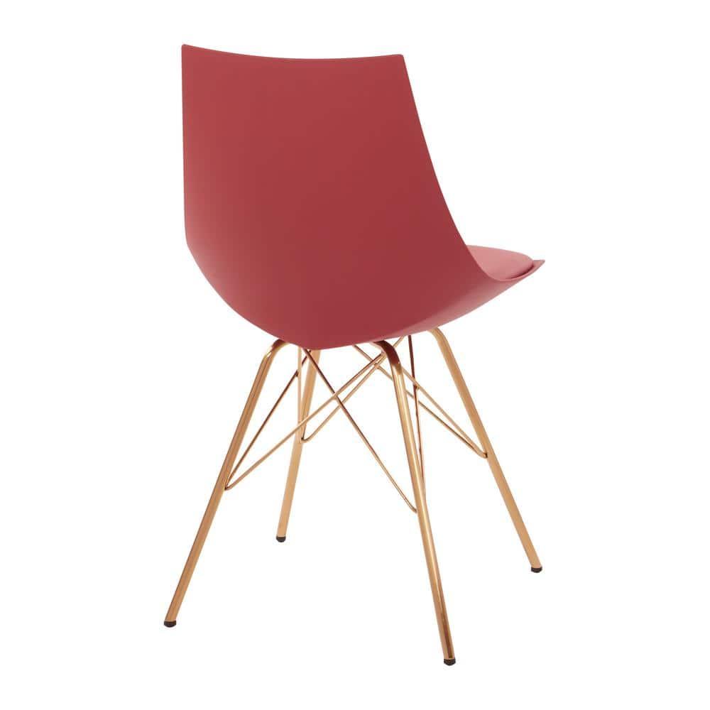 OSP Home Furnishings Oakley Chair in Desert Rose Faux Leather with Gold Chrome Base