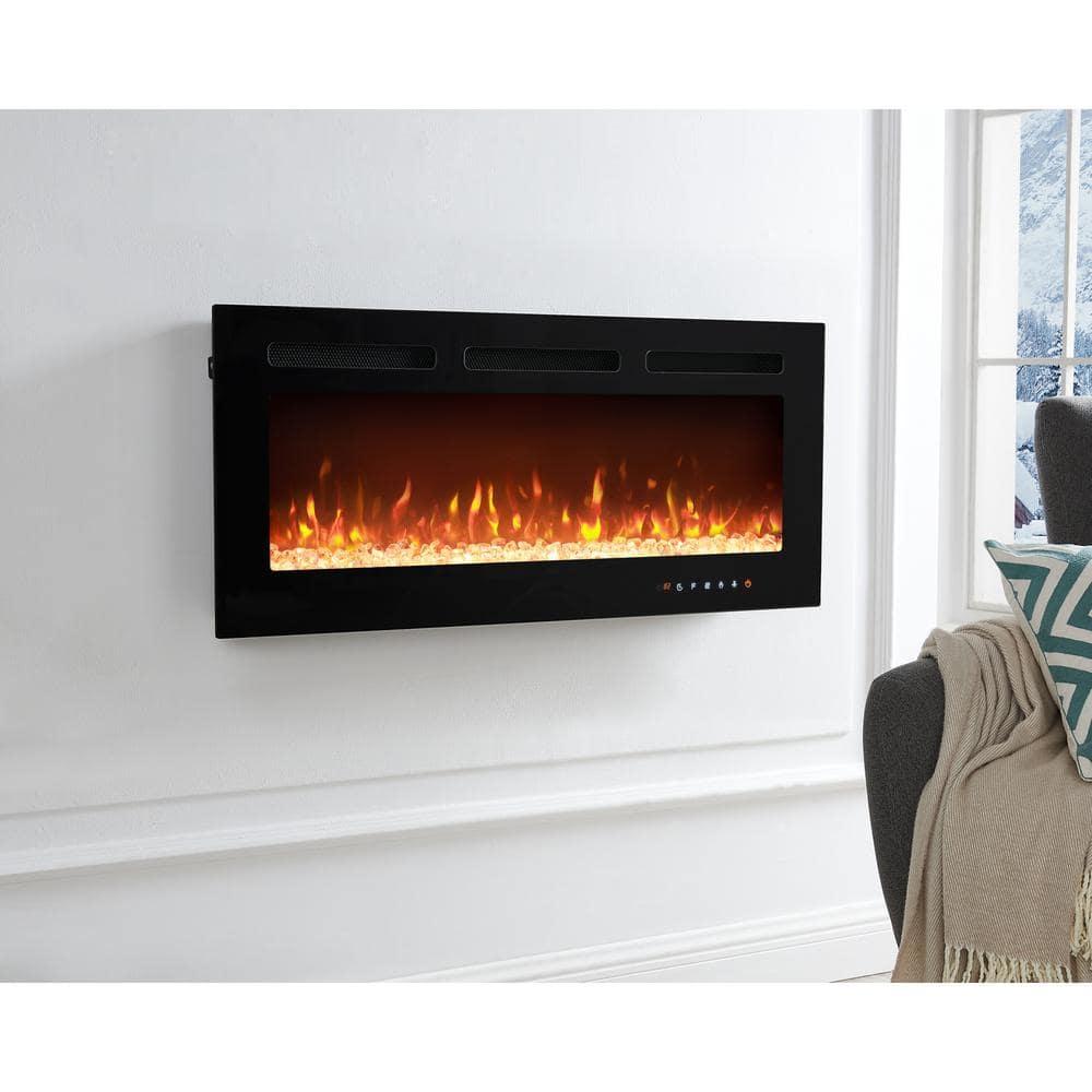 Alice 30" Electric Fireplace Inserts Recessed, Wall Mounted Fireplace LED Fireplace Heater with 12 Flame Colors, Touch Screen, Remote Control, Timer, Logset & Crystal Stones 500W/1500W - 30 inches