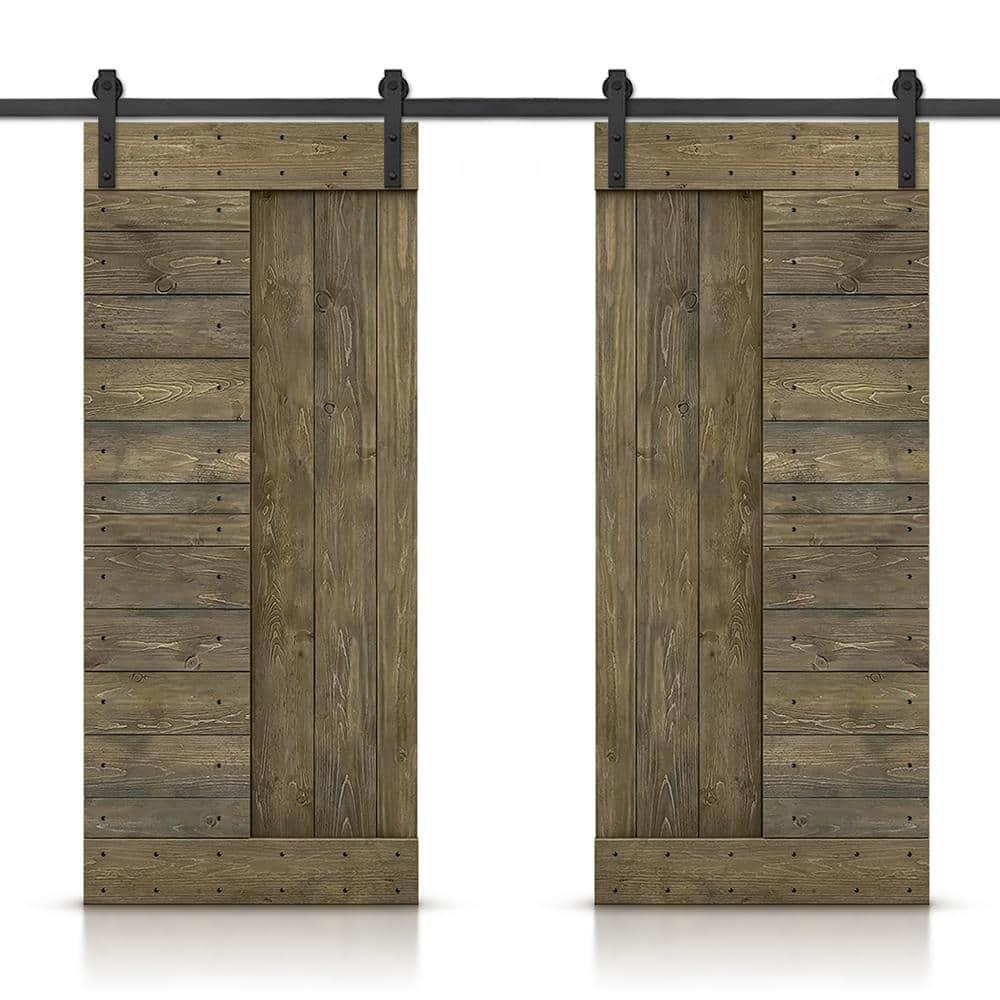 Calhome 84'' Solid Wood Paneled Painted with Installation Hardware Kit Barn Door