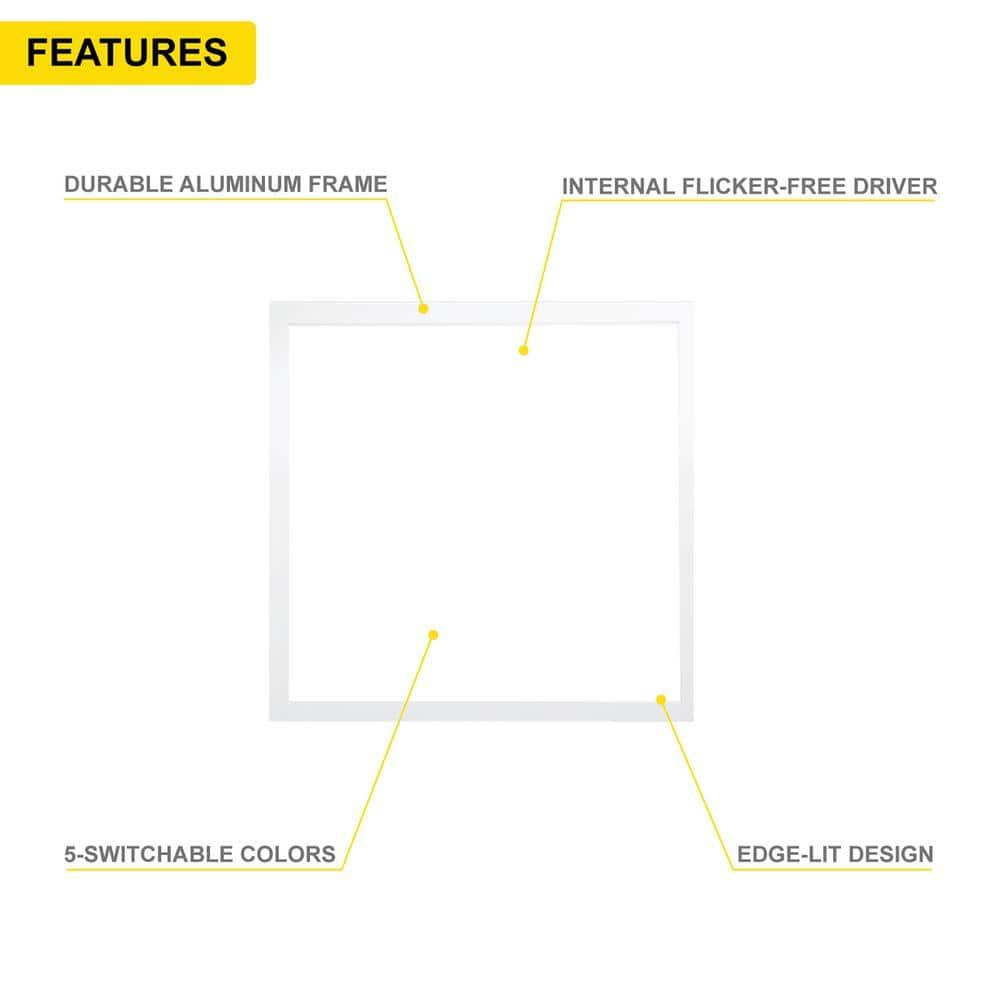 NUWATT NUWATT 4 Pack, 1x1 Flat Panel LED Square Light, 5CCT 2700K/3000K/3500K/4000K/5000K Selectable, 1500LM 18W, Internal Driver, Dimmable, 120V, CRI90, 12" Inch Square Surface Mount Ceiling Light, 1" Thick (Set of 4)