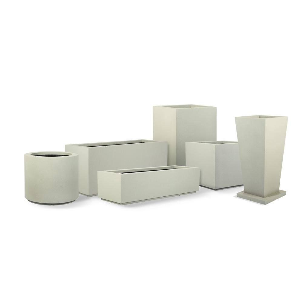 Greige Polystone Tall Rectangular Planter 23"L x 18"W x 30"H for Outdoor & Indoor