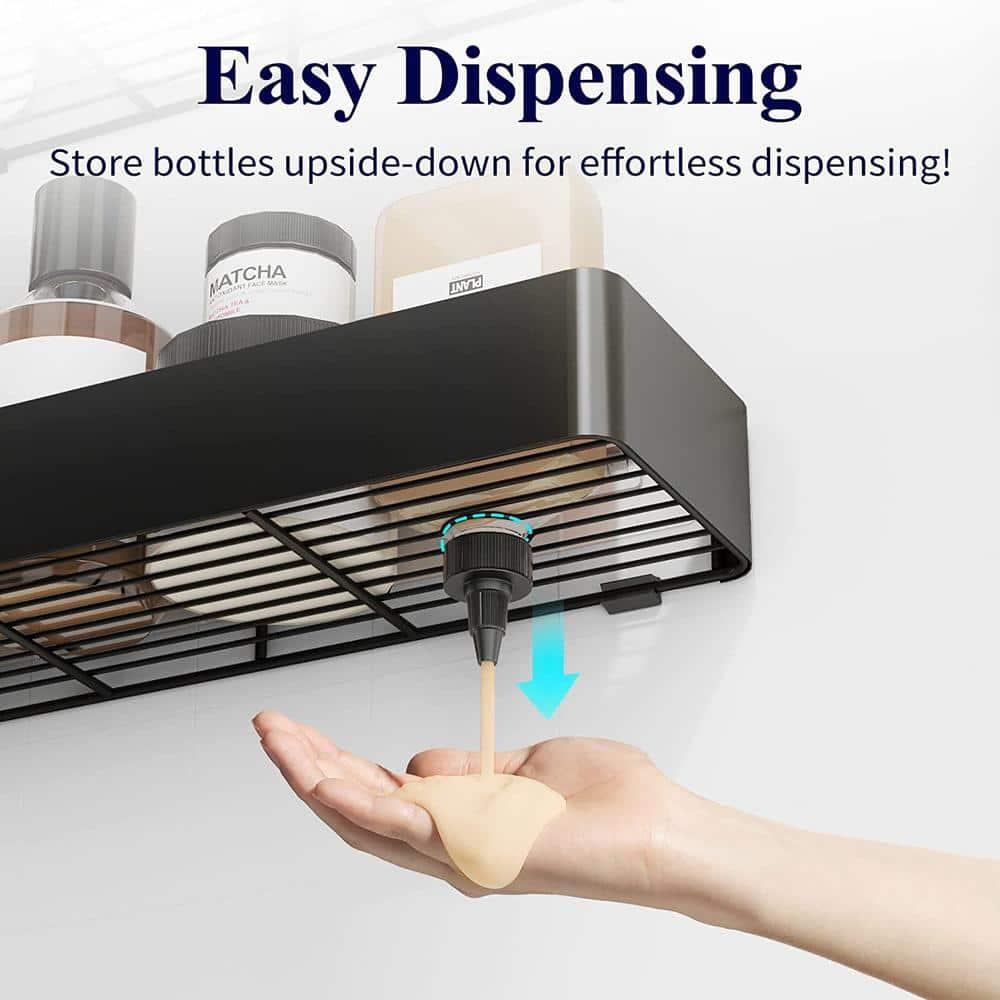 Kitsure X-Large Shower Caddy - 2 Pack Adhesive Shower Organizer, Rustproof Metal Shelves, No-Drill Bathroom Organizers and Storage, Black