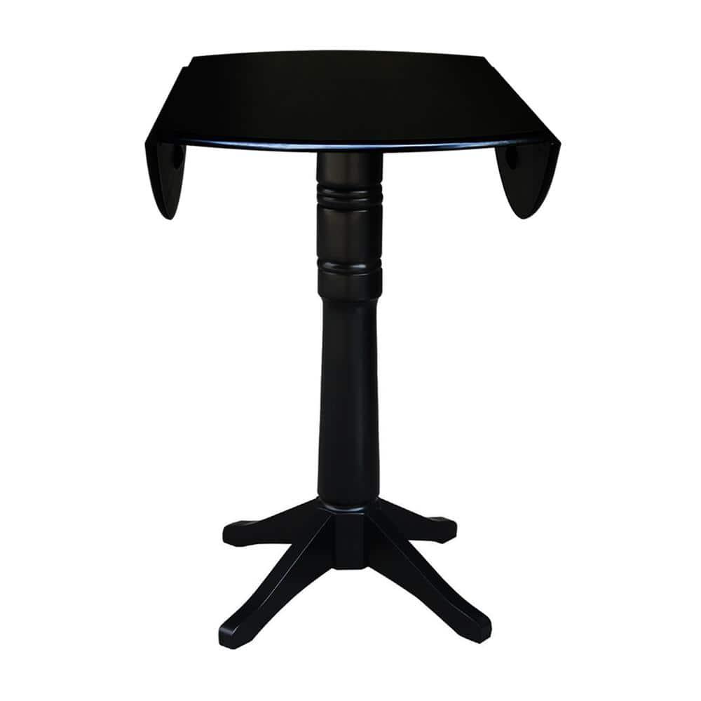 42.3" Sandon Bar Height Round Dual Drop Leaf Dining Table Black - International Concepts