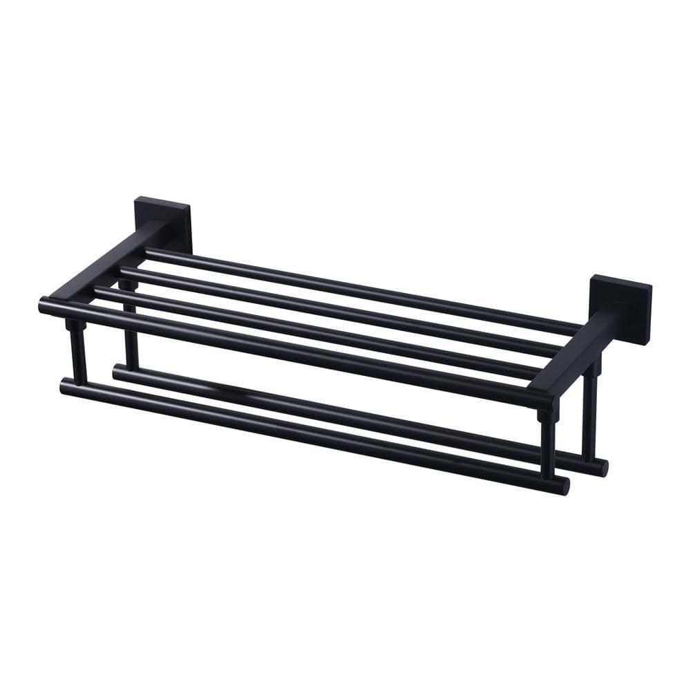 ARCORA 2-Tier 20" Wall Mounted Stainless Steel Bathroom Towel Rack With 2 Towel Bars Round Rods AR5150102B-20