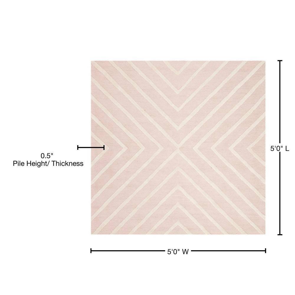 Safavieh Kids Pattern SFK920 Hand Tufted Indoor Area Rug - Pink/Ivory - 5'x5' - Safavieh