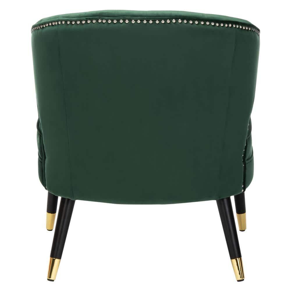 Stazia Wingback Accent Chair - Forest Green/Black - Safavieh