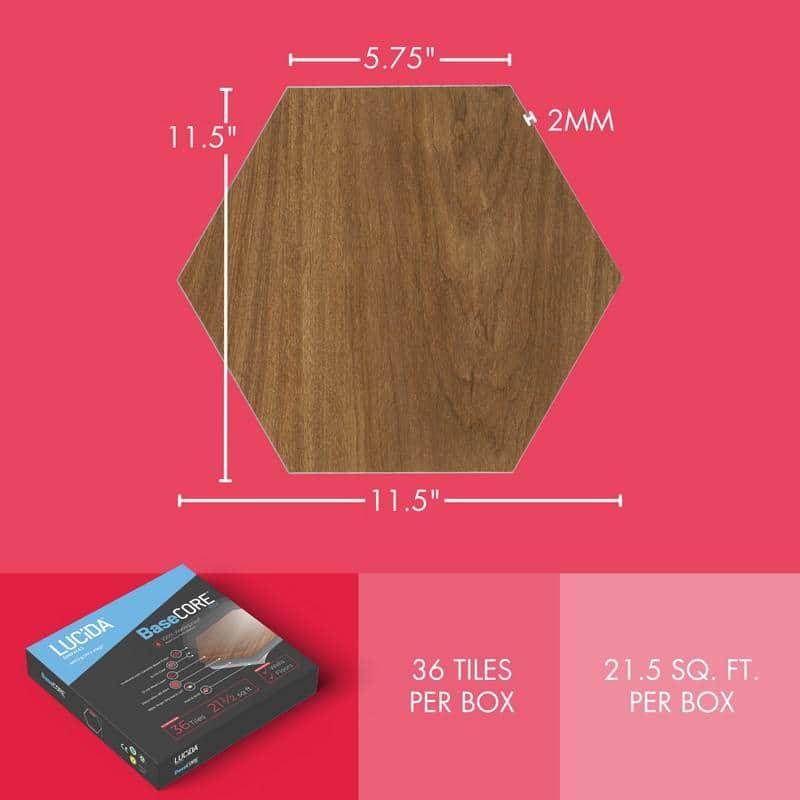 BaseCore HEX 12mil x 5.75" W Peel and Stick Vinyl Plank Flooring