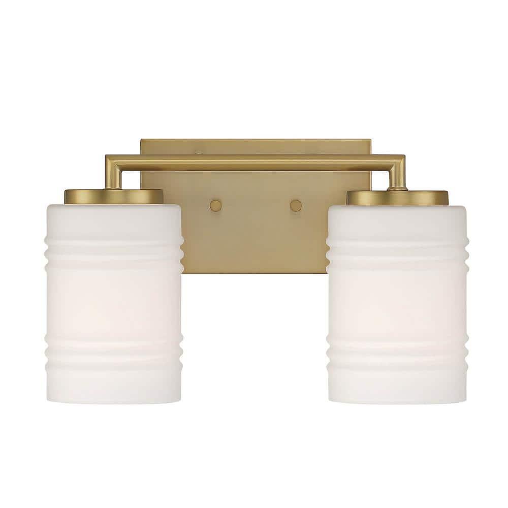 Designers Fountain Leavenworth 2 Light Brushed Gold Bathroom Vanity Light Fixture, D257M-2B-BG