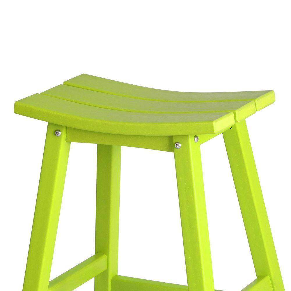 Polytrends  Laguna Hdpe All Weather Outdoor Patio 29" Saddle Seat Bar Stool Lime