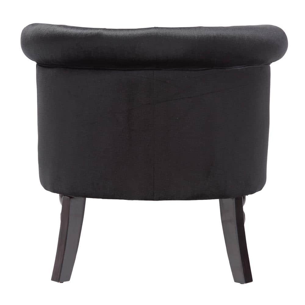 Flax Victorian Style  Black Velvet Fabric Upholstered Vanity Accent Chair