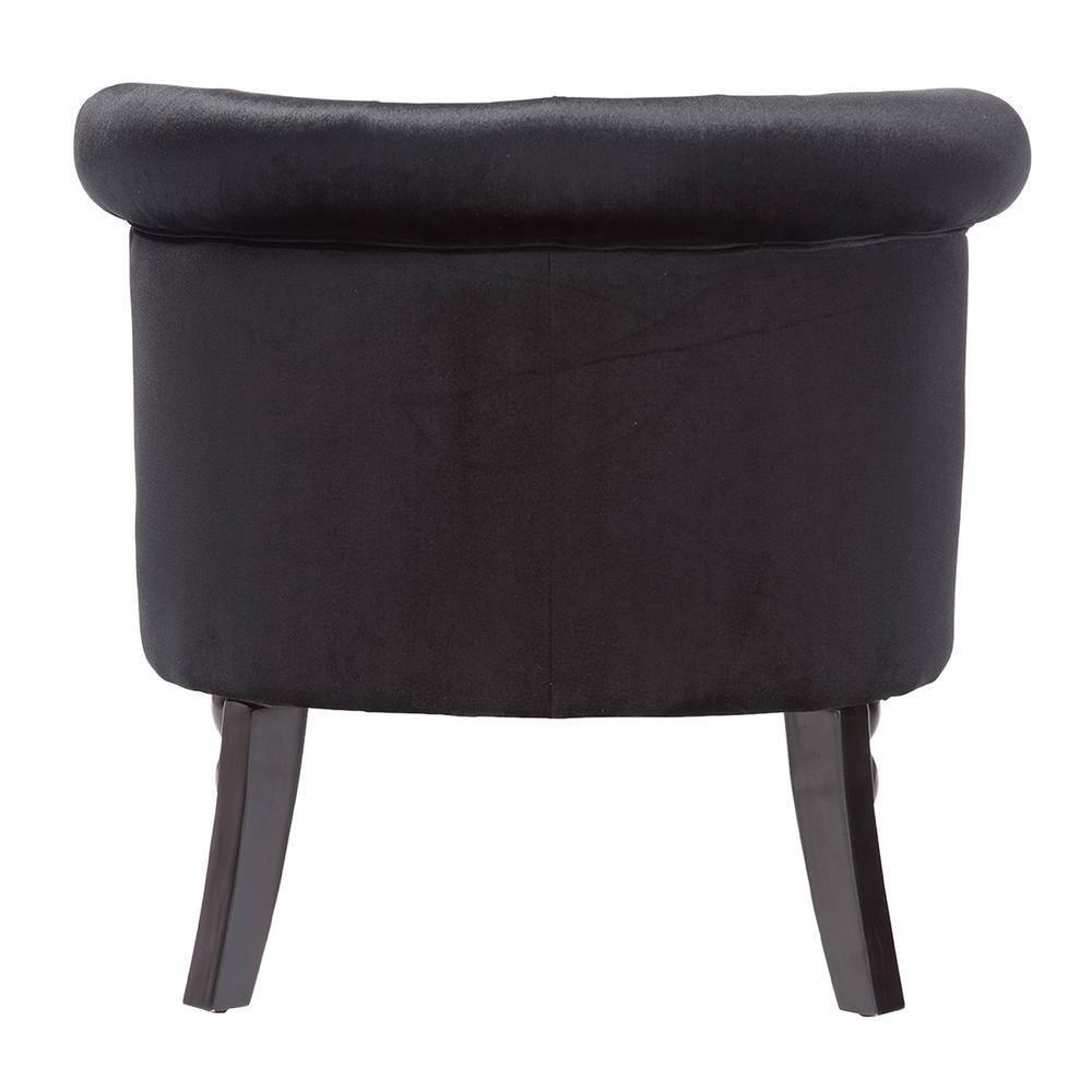 Flax Victorian Style  Black Velvet Fabric Upholstered Vanity Accent Chair