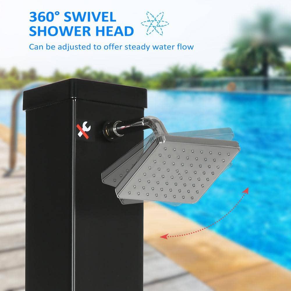 Outsunny Solar Powered Temperature Controlled PVC Freestanding Outdoor Shower with Detachable Shower Head and Footwash Spout