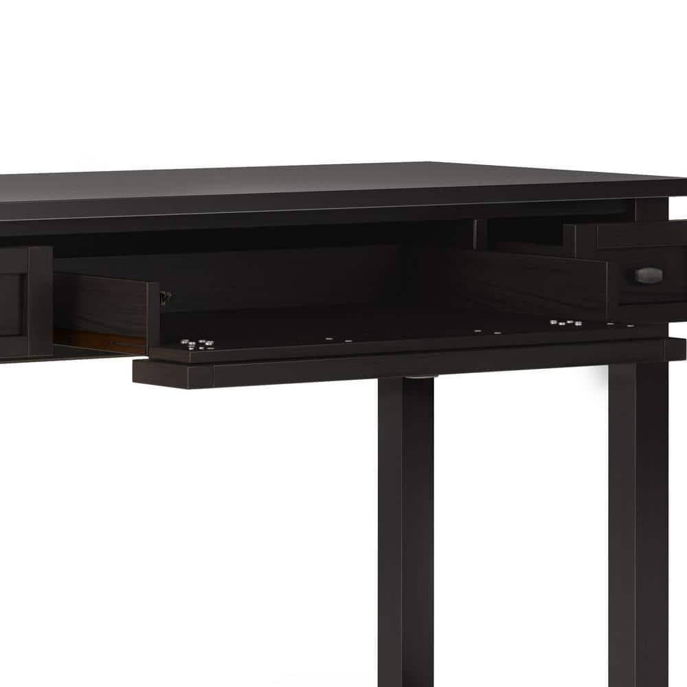 Simpli Home Warm Shaker 48"W Solid Wood Desk, Transitional Style with Keyboard Tray