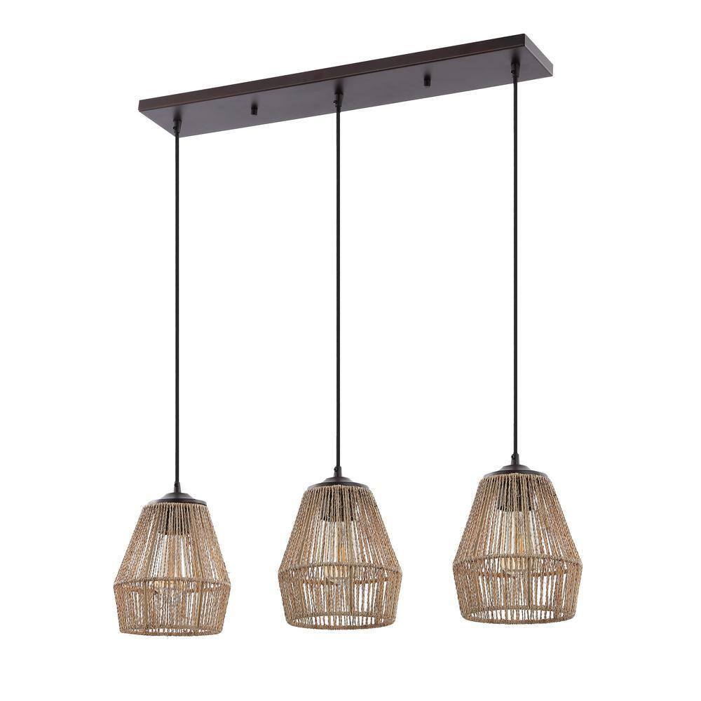 Jonathan Y Ibiza Island Seagrassmetal Bohemian Coastal Led Pendant