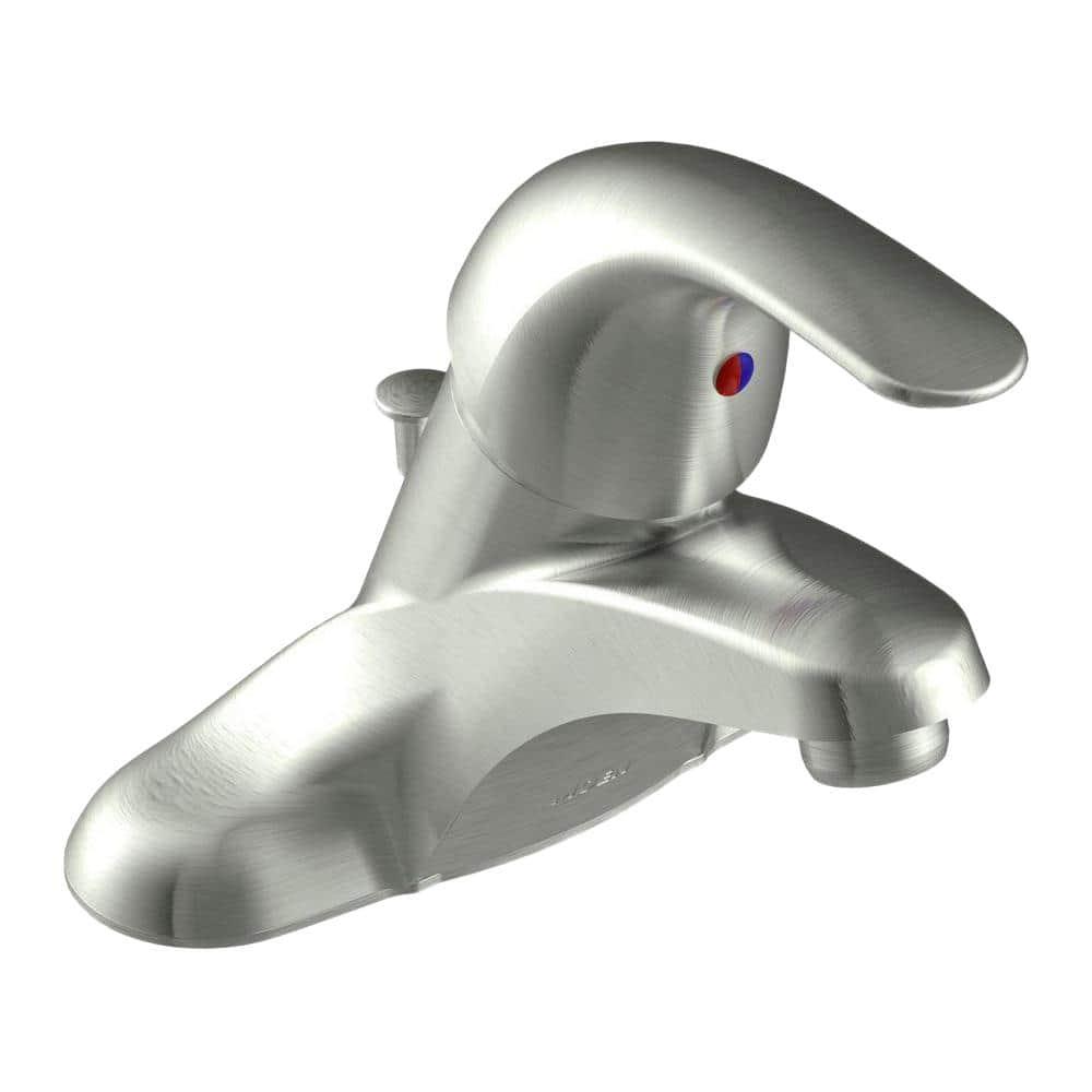 Moen Adler 4 in. Centerset Single-Handle Low-Arc Bathroom Faucet in Spot Resist Brushed Nickel