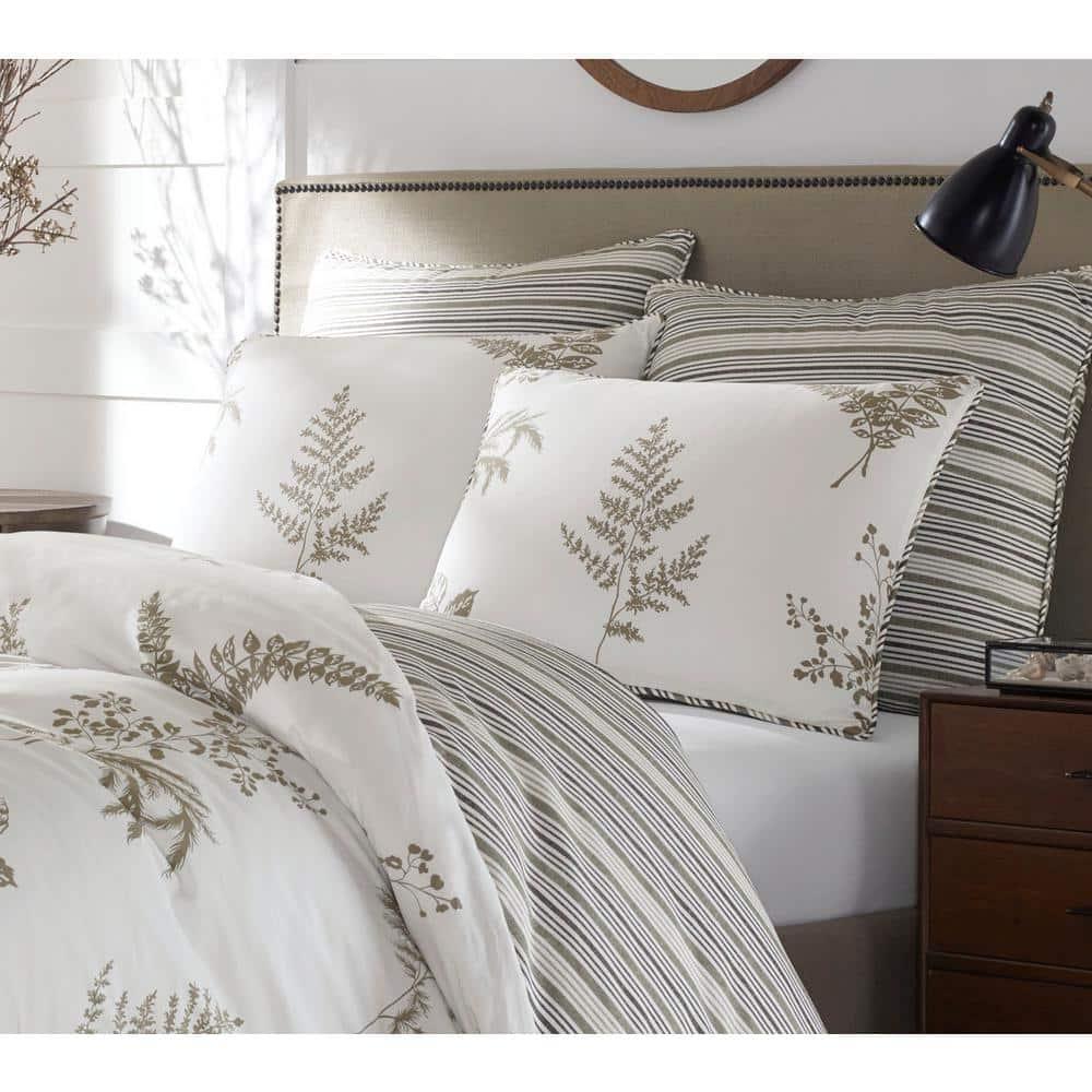 Willow Coverlet Set (Full/Queen) - Stone Cottage: Pre Washed Cotton, Botanical Pattern, Includes 2 Shams