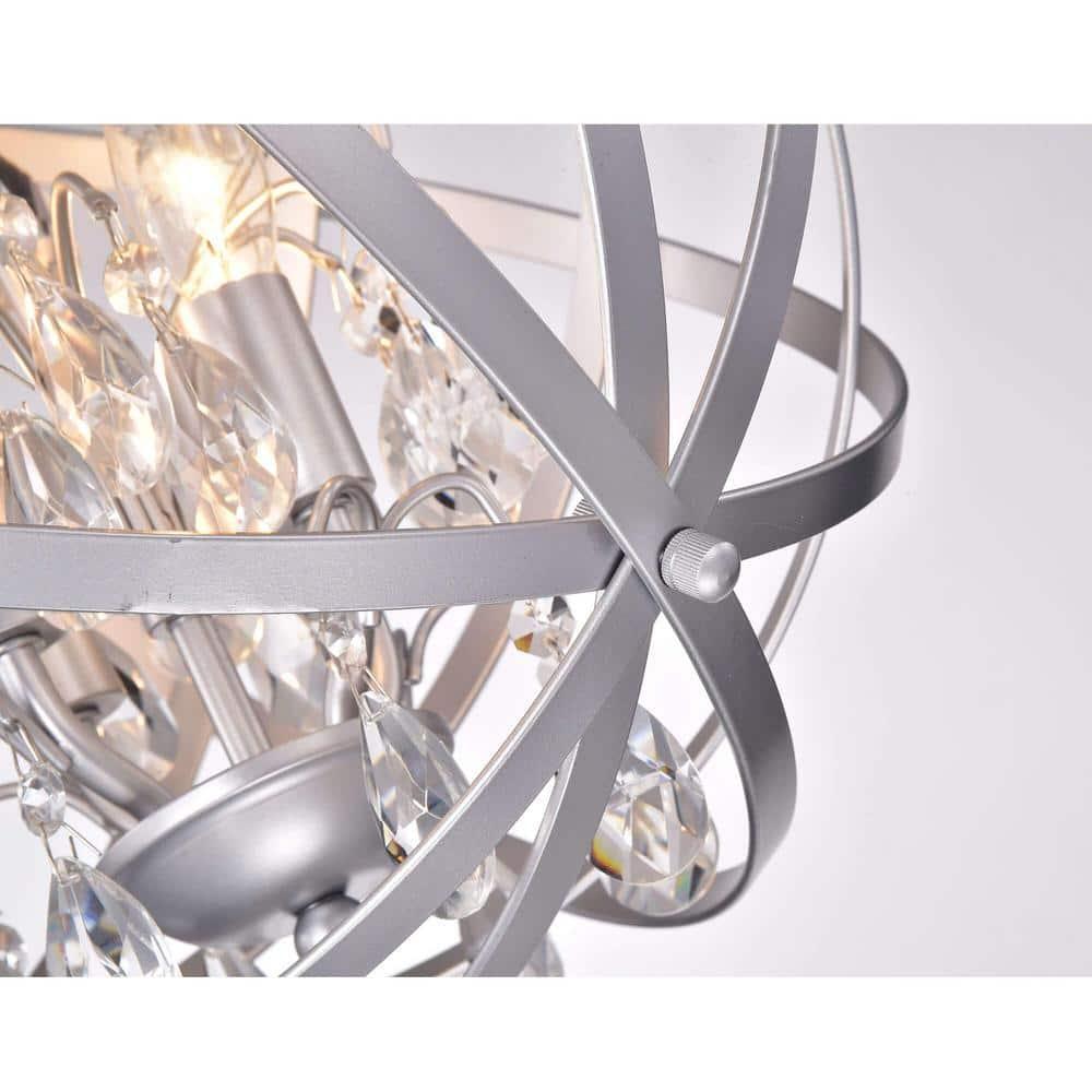 The Lighting Store Benita Matte Silver 4-light Metal Crystal Orb Chandelier