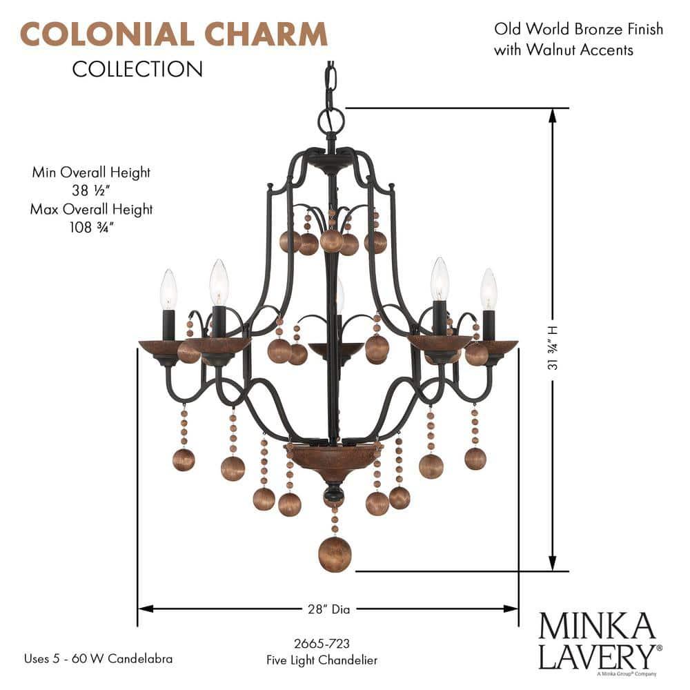 Minka Lavery - Colonial Charm - 5 Light Chandelier-31.75 Inches Tall and 28