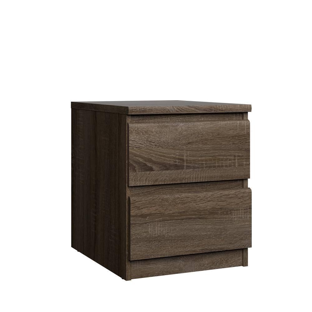 Tvilum Scottsdale 2 Drawer Bedroom Nightstand for Adults, Truffle Oak