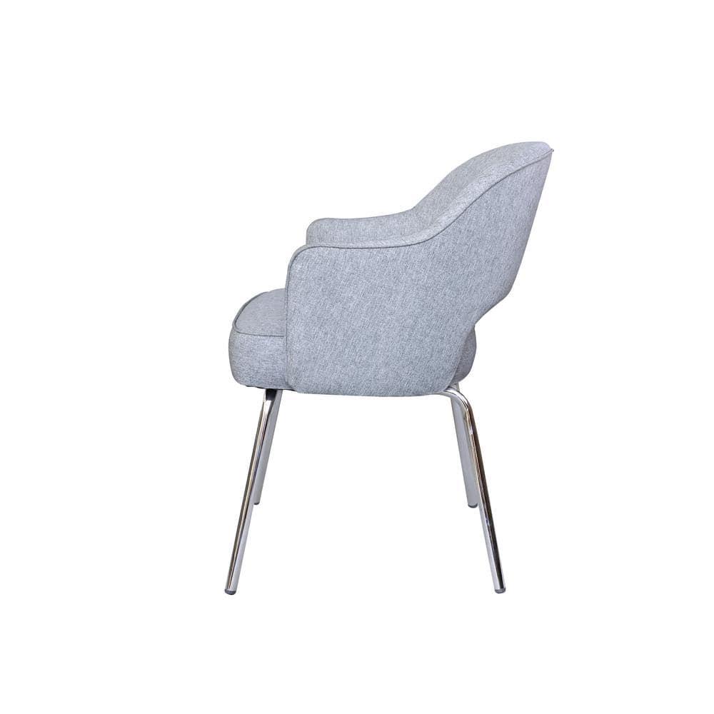 Guest Chair Gray Linen - Boss Office Products: Chrome Base, Mid-Century Modern, 275lbs Capacity