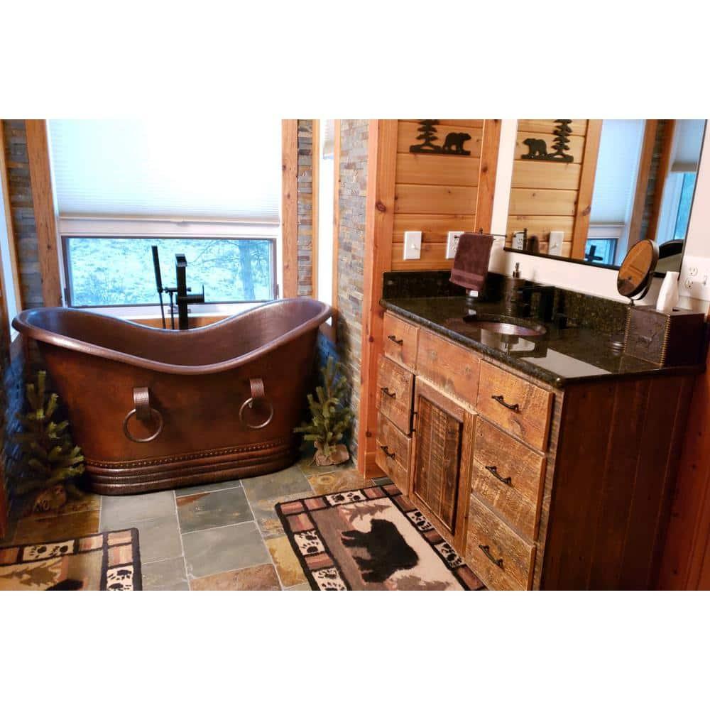 17" Oval Under Counter Hammered Copper Bathroom Sink