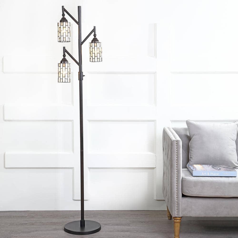 JONATHAN Y JYL8012A Lewis Tiffany-Style 71" Multi-Light LED Floor Lamp, Traditional for living room, dinning room, bedroom, office Bulb Included, Bronze