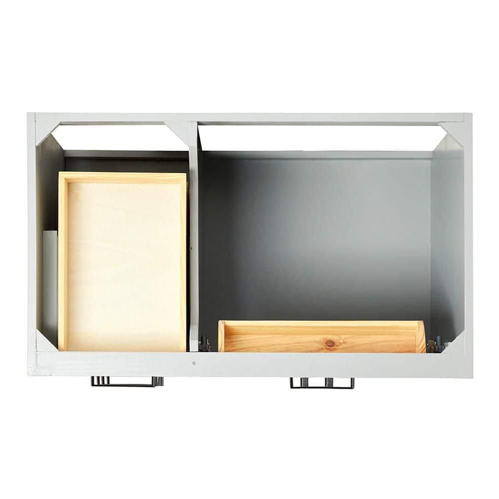 Thornaby 36'' Solid Wood Single Bathroom Vanity with 1.5'' Carrara Quartz Top, Left Offset Oval Sink