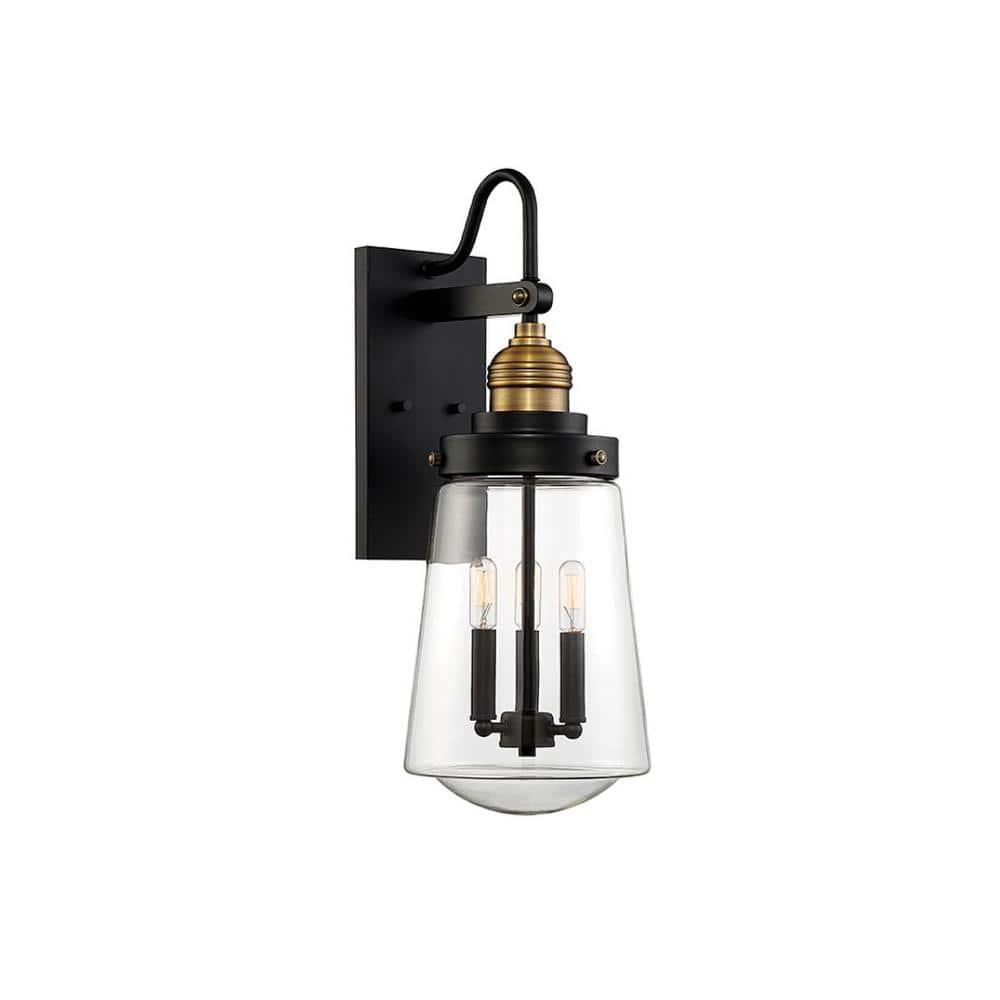 Savoy House Macauley 3 - Light Wall Light in  Vintage Black/Warm Brass