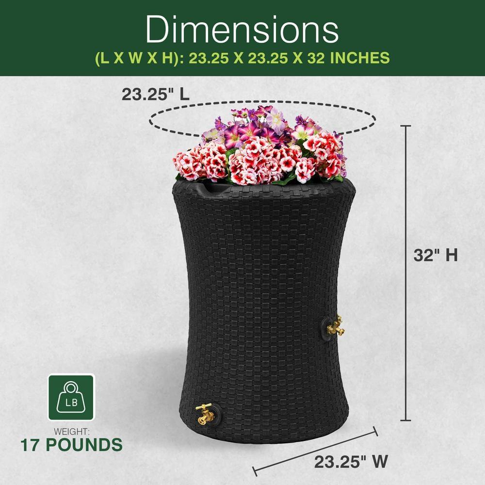 Good Ideas Good Ideas 50 Gallons Plastic Drainable Dual Overflow Planter Rain Barrel