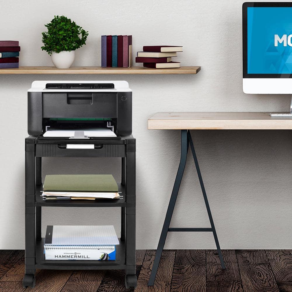 Mount-It! Adjustable Mobile Printer Stand with Drawer, 4 Swivel Wheels and Cable Management