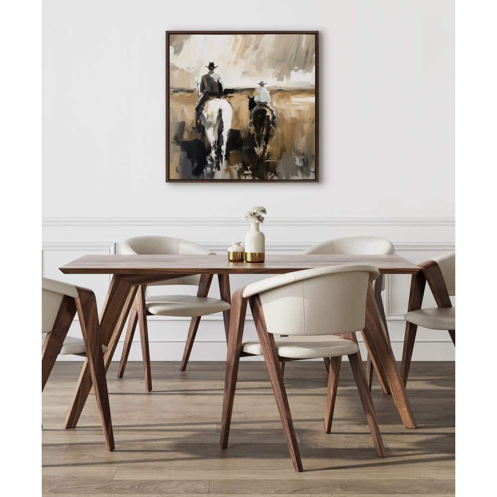Kate & Laurel All Things Decor 30"x30" Sylvie Cowboy Horseback Neutral 2 Framed Canvas by Creative Bunch Brown