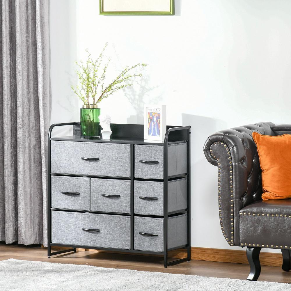 Red Barrel Studio® 7-Drawer Dresser, Fabric Chest Of Drawers, 3-Tier Storage Organizer For Bedroom Entryway, Tower Unit With Steel Frame Wooden Top